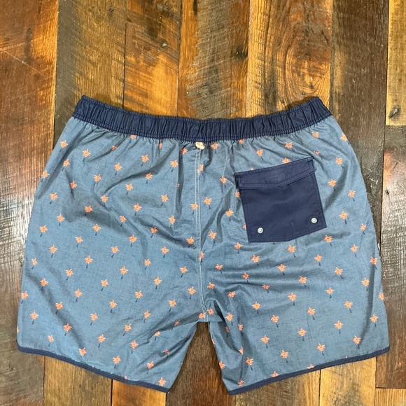 Johnnie-O Palm Tree Print Swim Trunks Blue Size XL - Picture 5 of 8